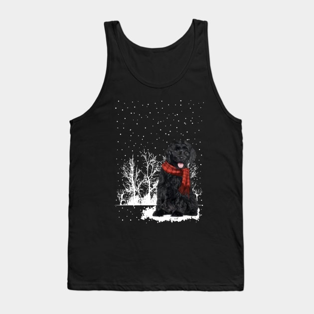 Christmas Labradoodles With Scarf In Winter Forest Tank Top by cyberpunk art